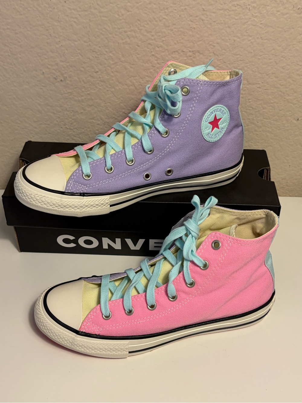 NEW Converse Chuck Taylor All Star Hi Kids Junior Colorblock Pink Purple 663996C
